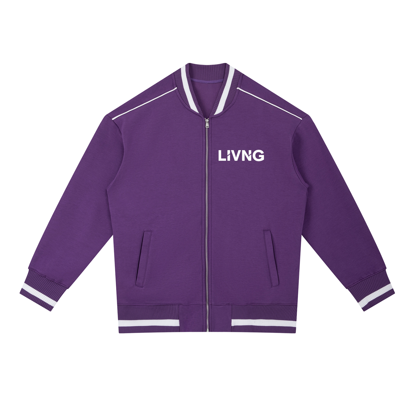 Contrast Piping Zip Bomber Jacket