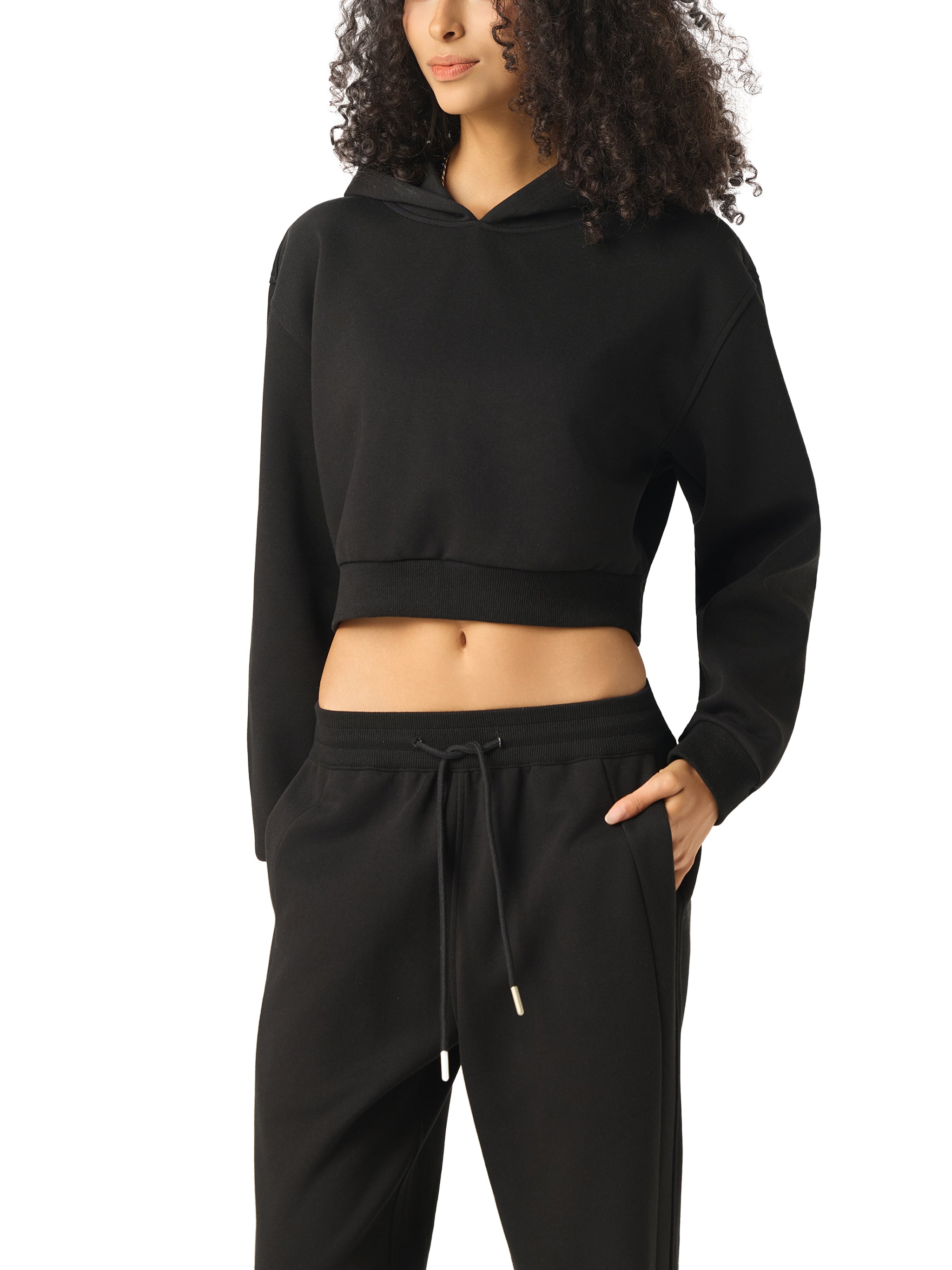 Womens Essential Cropped Hoodie