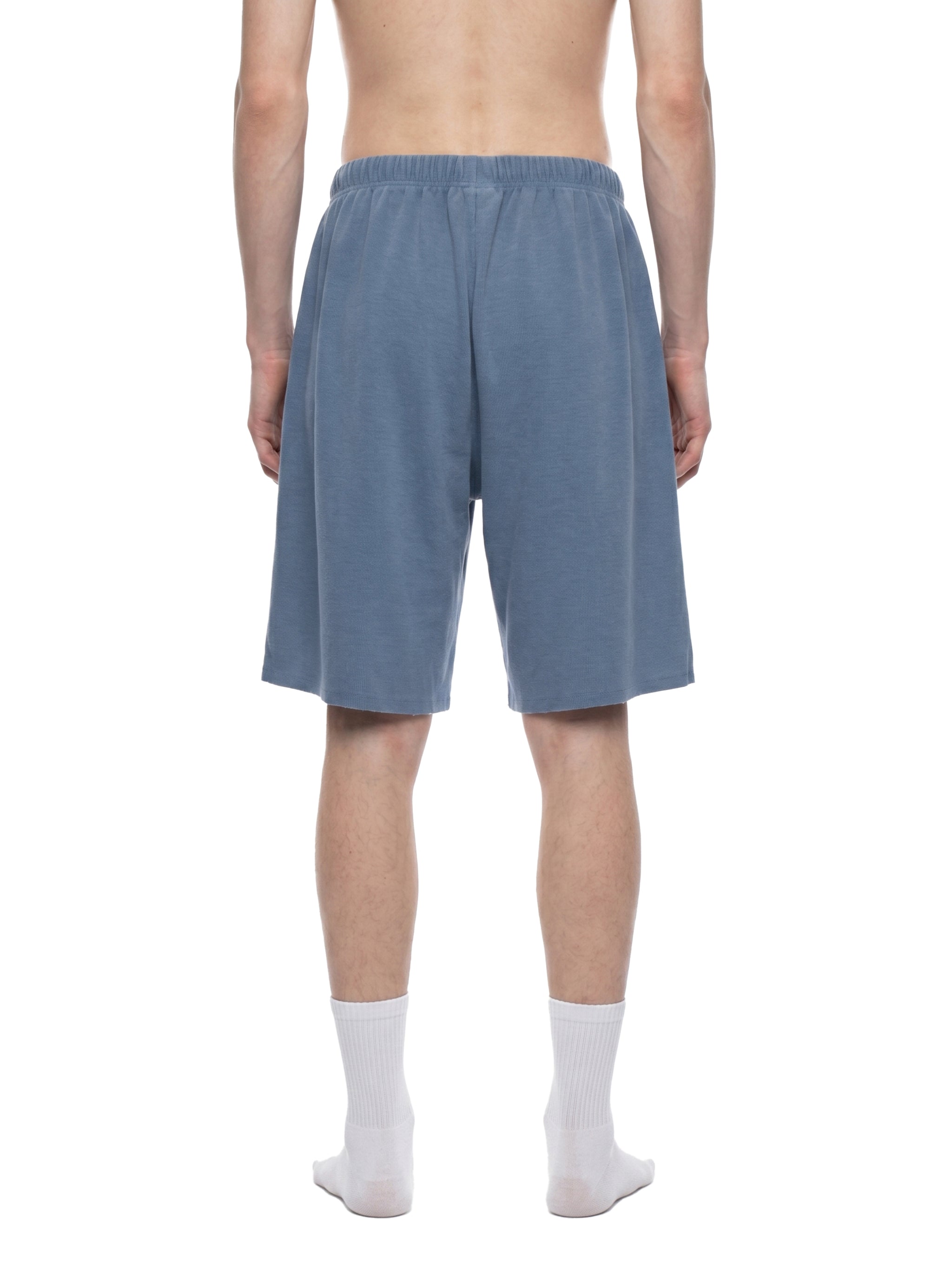 Unisex Vintage Wash Sunfade Waffle Raw Hem Shorts